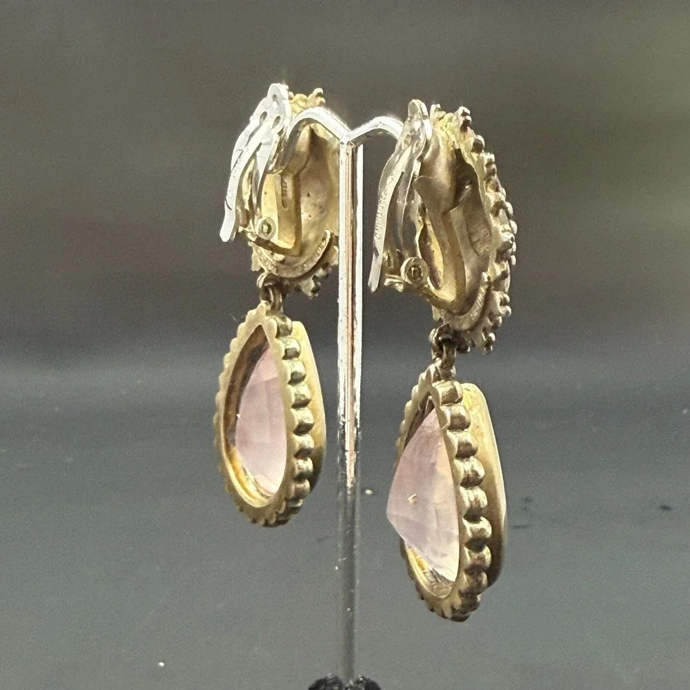 Stephen Dweck Sterling Silver Clip Earrings w/ Rose Quartz 2.25
